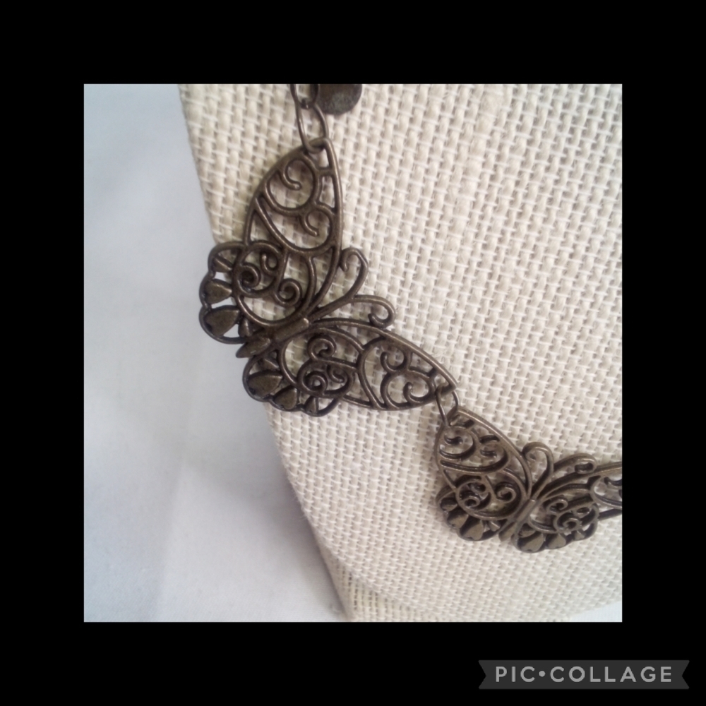 Bronze butterfly necklace